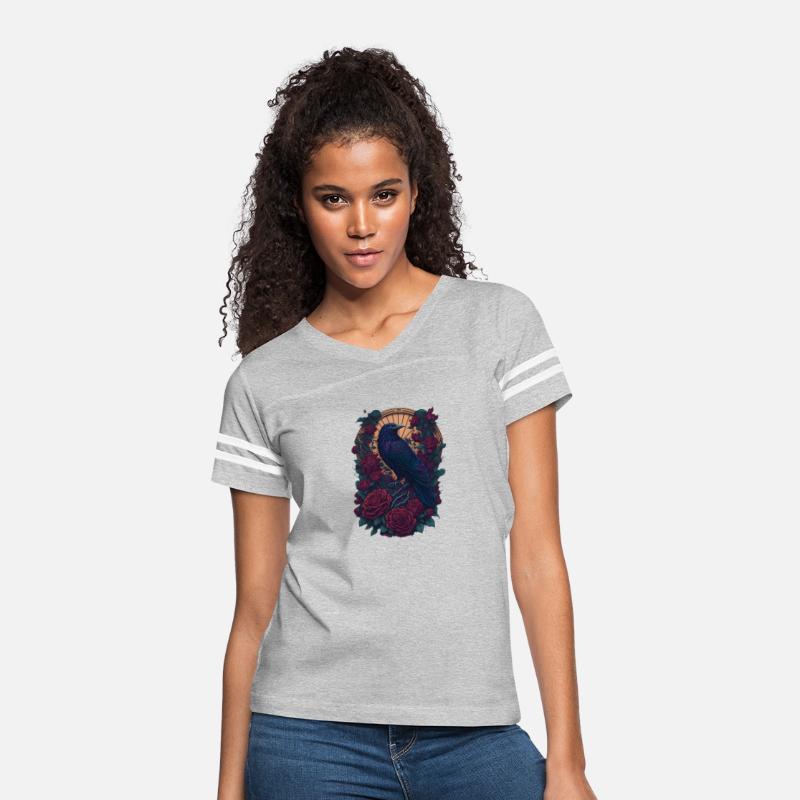 Raven with Roses Colorful Red Abstract