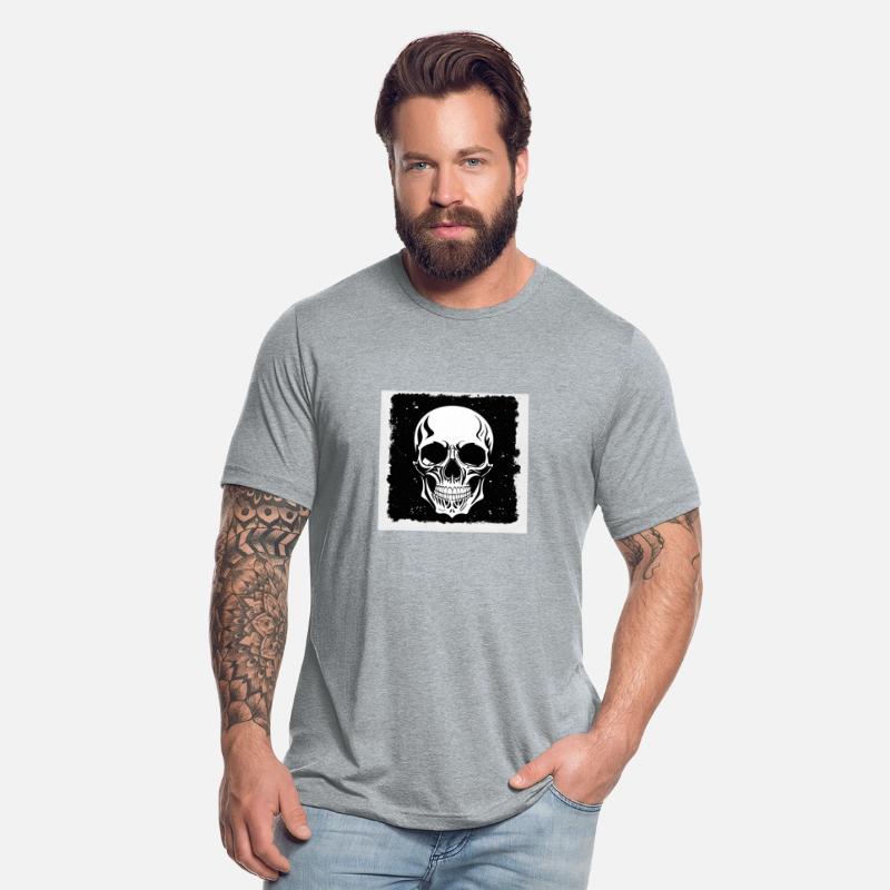skull head in bright white and black