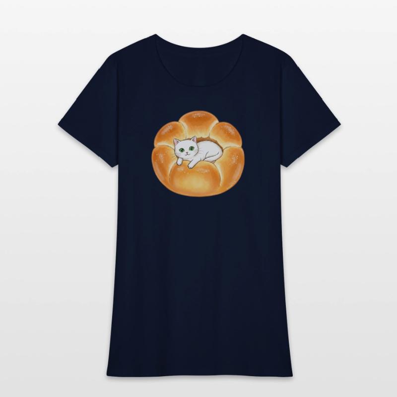 Whimsical Cat in Bread Illustration