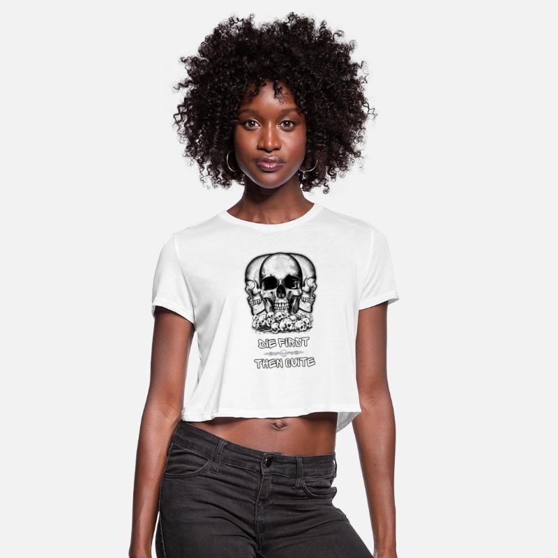 White Minimalist Glitch Point Skull T shirt