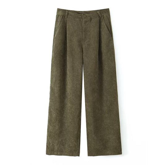 Minimalist and versatile casual corduroy straight leg pants