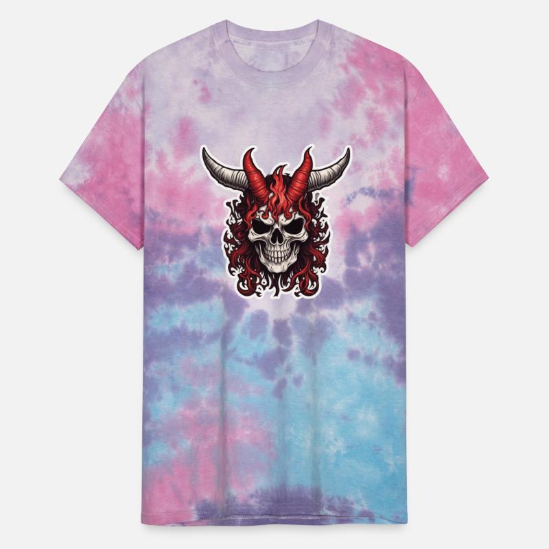 4-Horned Skull with Red Flames