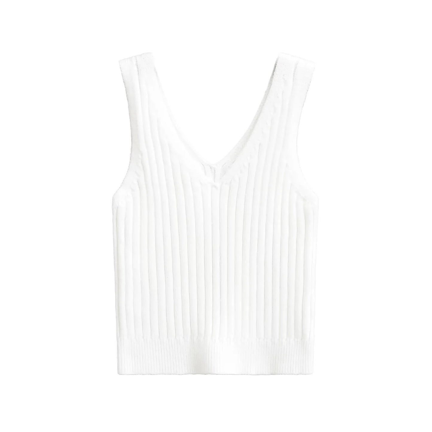 Deep V-neck knitted camisole vest