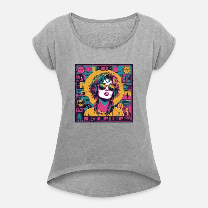 90s Retro Vibe – Neon Pop Girl with Headphones