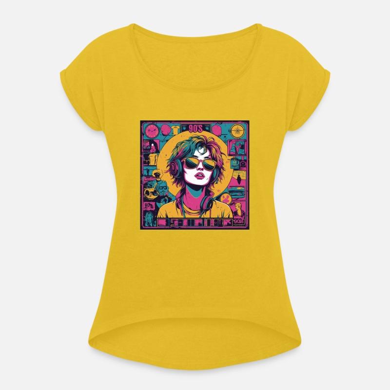 90s Retro Vibe – Neon Pop Girl with Headphones