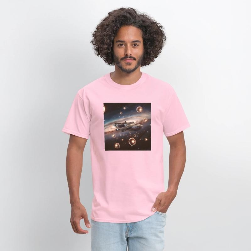 A colorful illustration of a spaceship