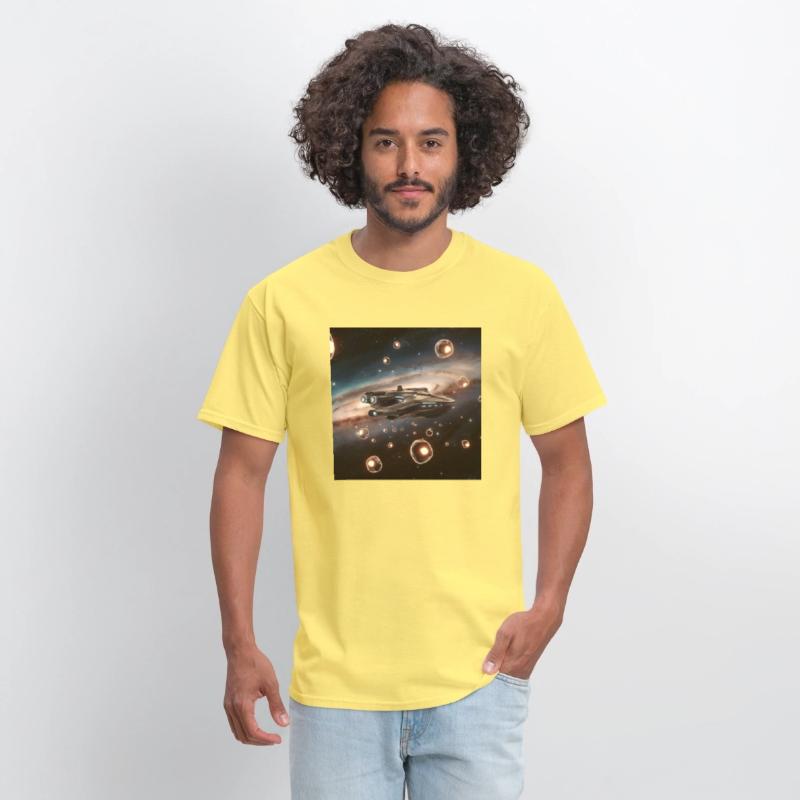 A colorful illustration of a spaceship