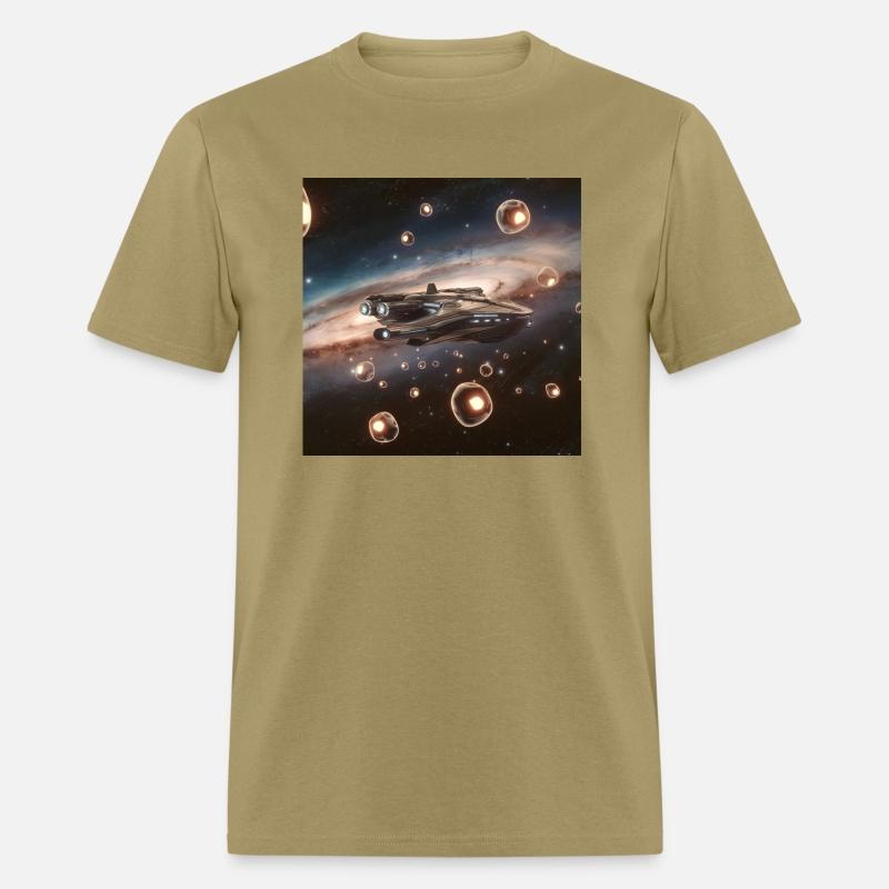 A colorful illustration of a spaceship