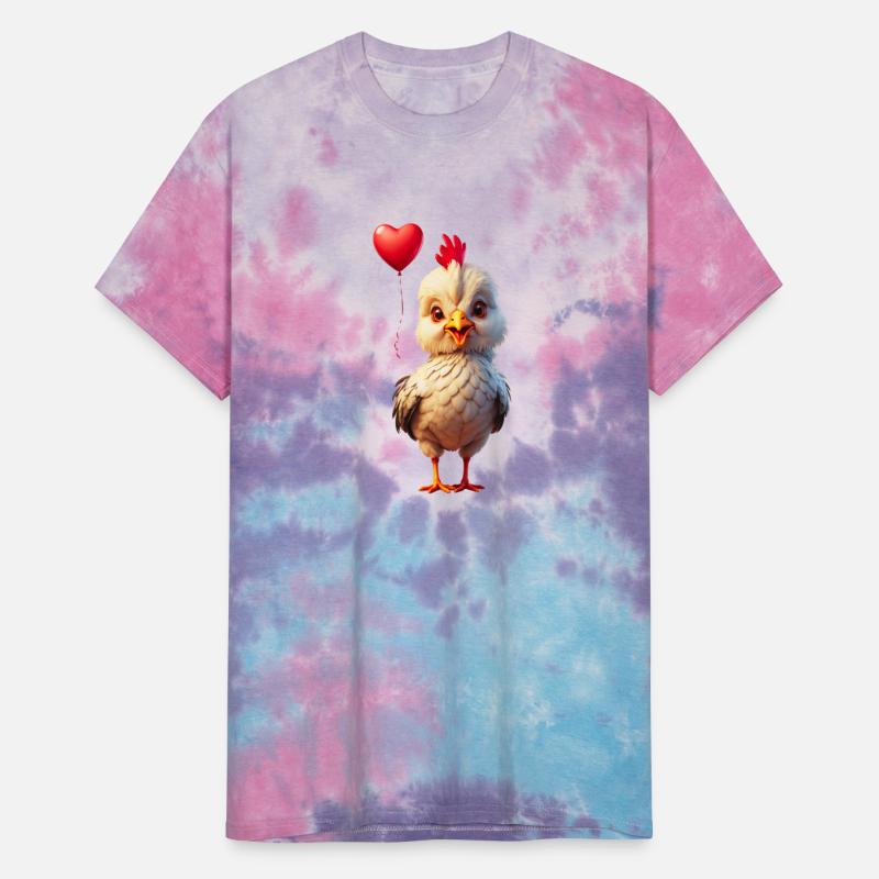 Adorable chick with heart shaped balloon.