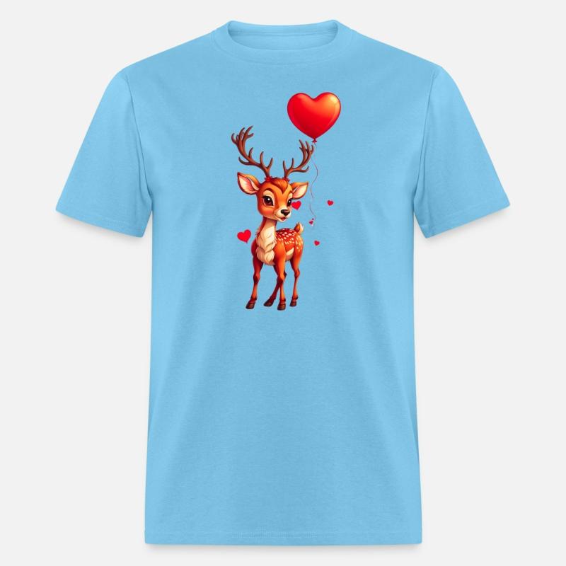 Adorable deer with heart shaped balloon.
