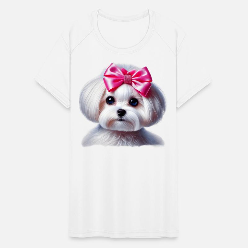 Adorable Maltese with Pink Bow