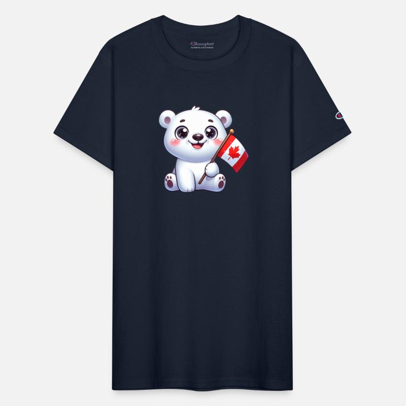 Adorable Polar Bear with Canadian Flag