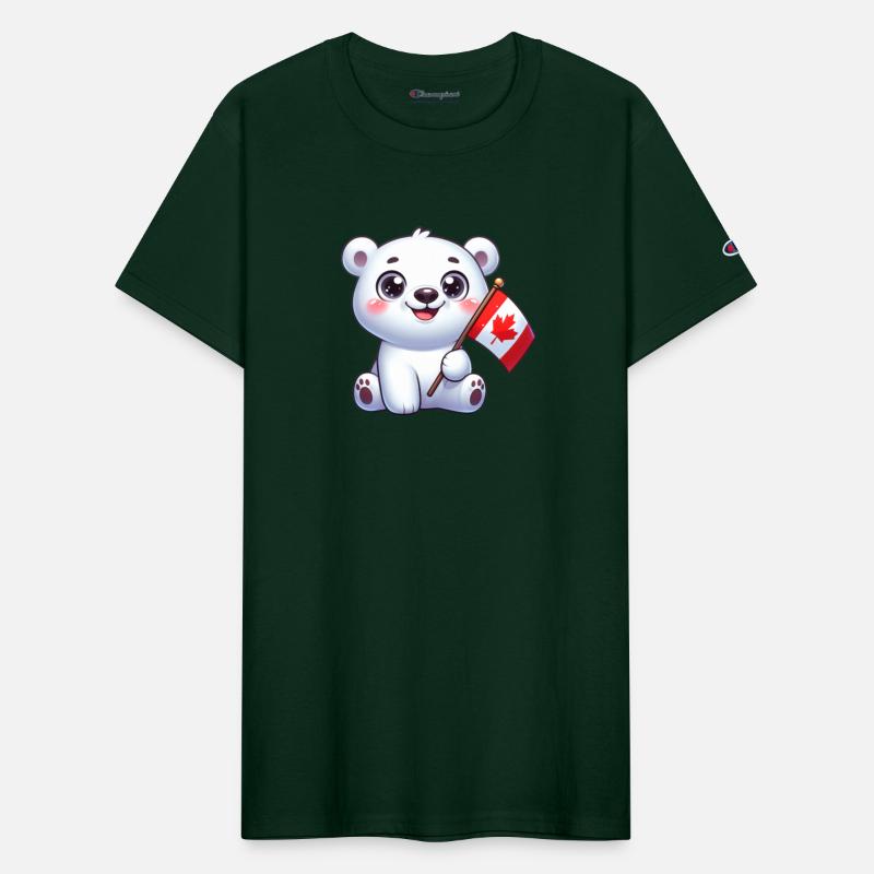 Adorable Polar Bear with Canadian Flag