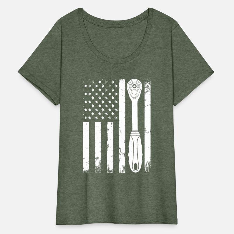 Auto Mechanic US Flag Ratchet Wrench Car Mechanic