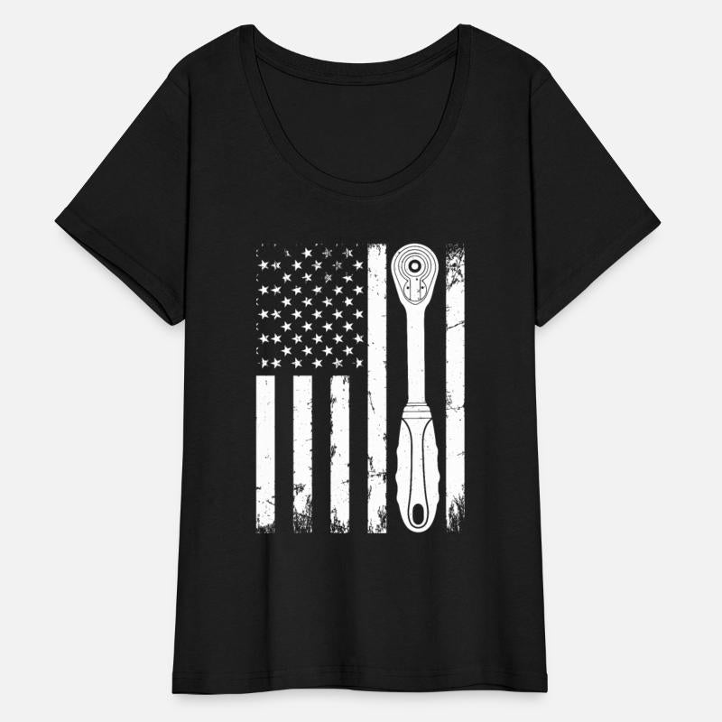 Auto Mechanic US Flag Ratchet Wrench Car Mechanic