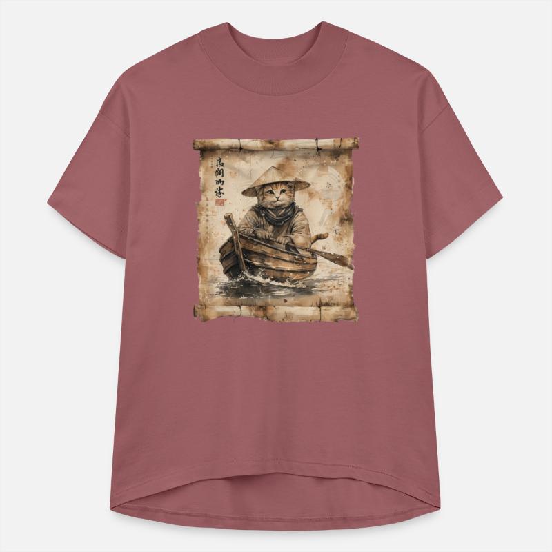 Boat Papyrus Scroll Japanese Art Fisherman Cute