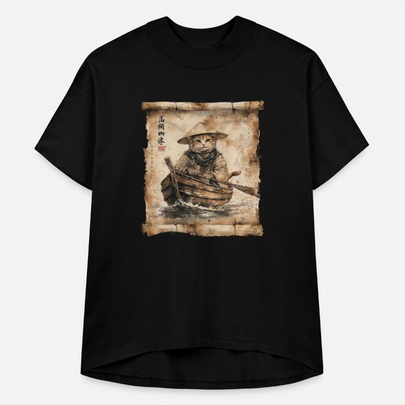 Boat Papyrus Scroll Japanese Art Fisherman Cute