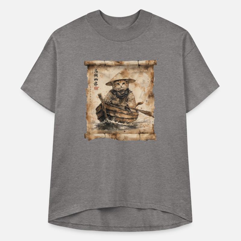 Boat Papyrus Scroll Japanese Art Fisherman Cute