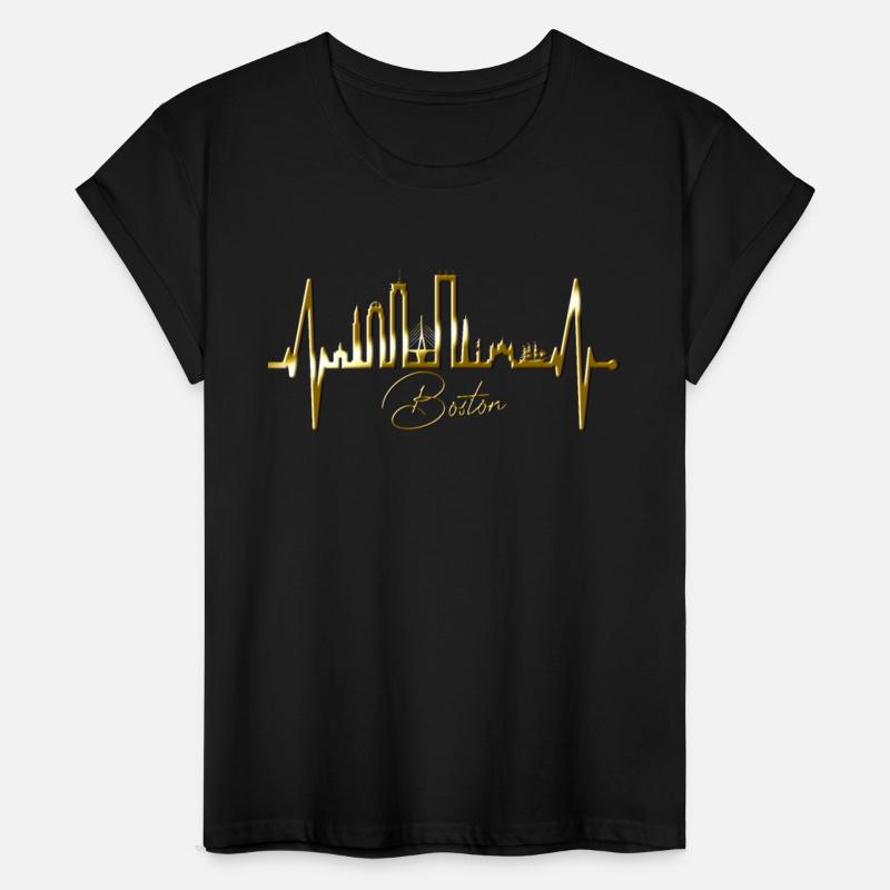 Boston Skyline Heartbeat Silhouette Heart US Love