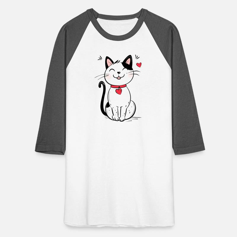 Cat Outline Cute Smiling Cat with Heart Collar