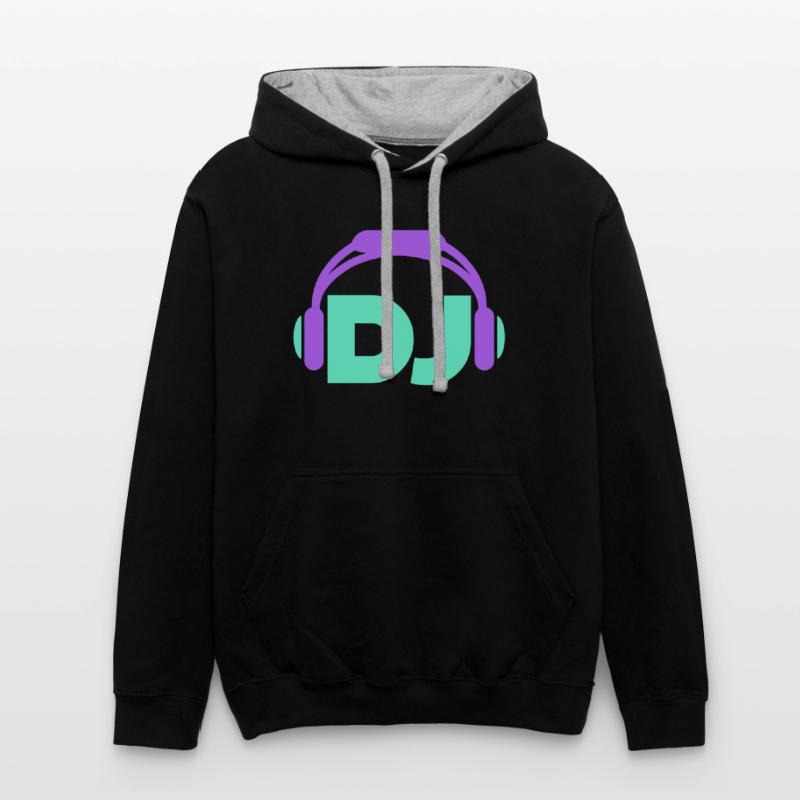 Cool DJ headphones music party text lettering logo