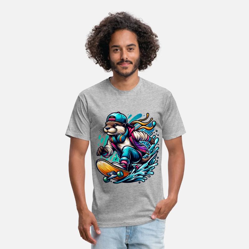 Cool Otter Skateboarding with Headphones Vibrant