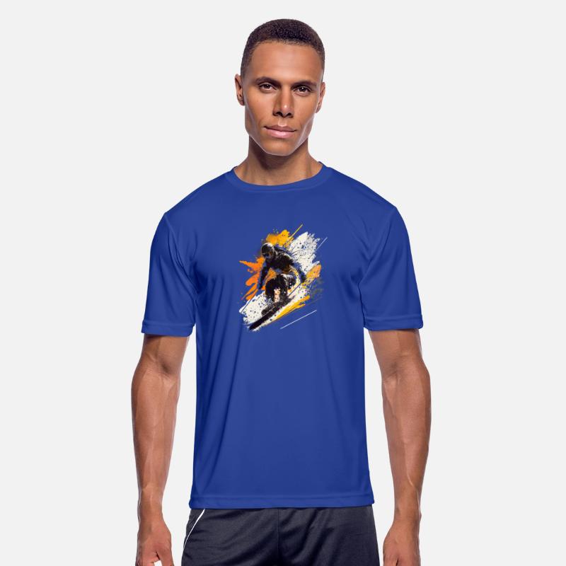 cool skier riding through the powder