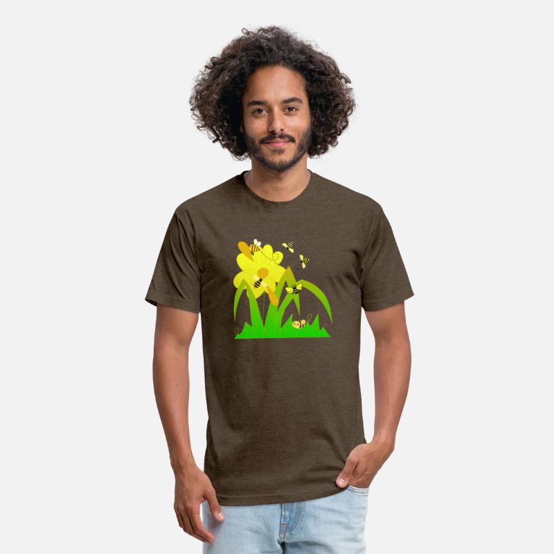 Cute bees and yellow flower.Yellow green beauty.