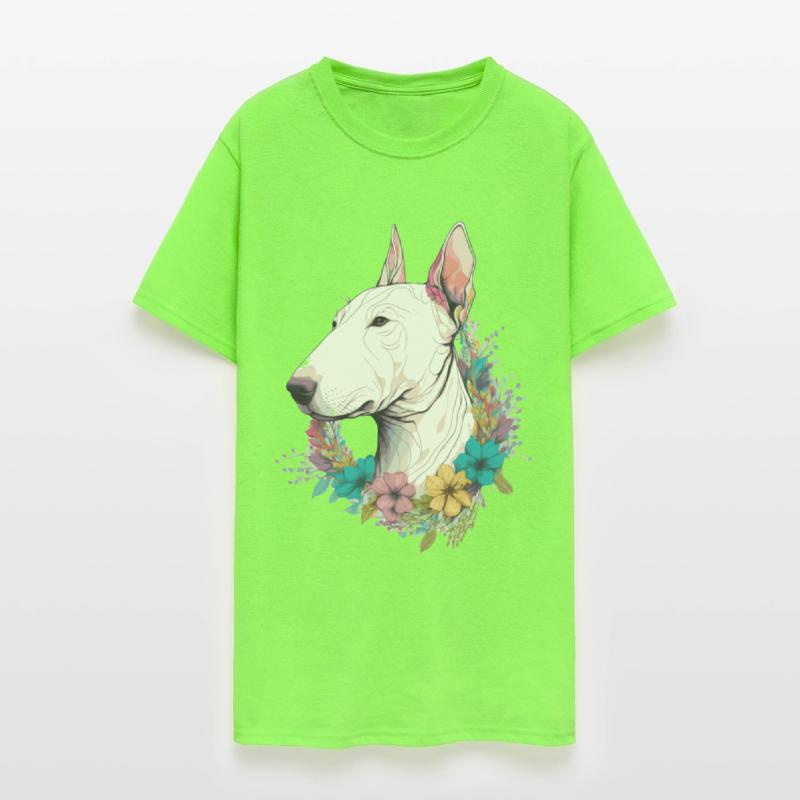 Cute Bull Terrier Flower Crown Pet Dog Breed Flora