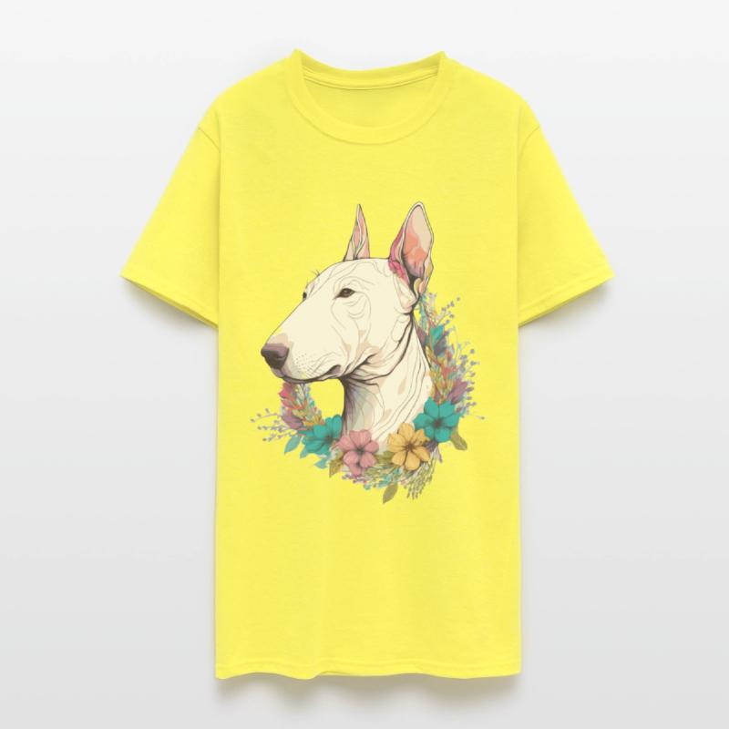 Cute Bull Terrier Flower Crown Pet Dog Breed Flora
