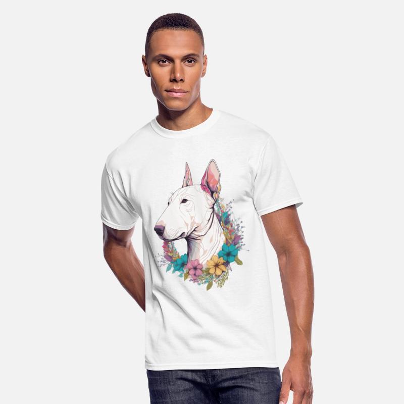 Cute Bull Terrier Flower Crown Pet Dog Breed Flora