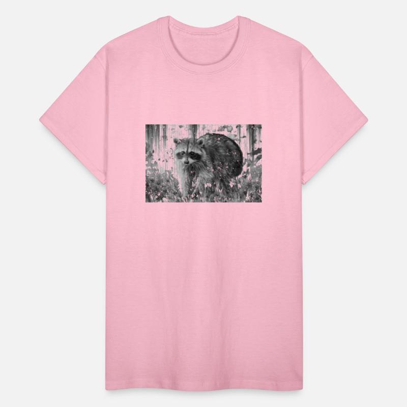 cute racoon walking through wooded forest