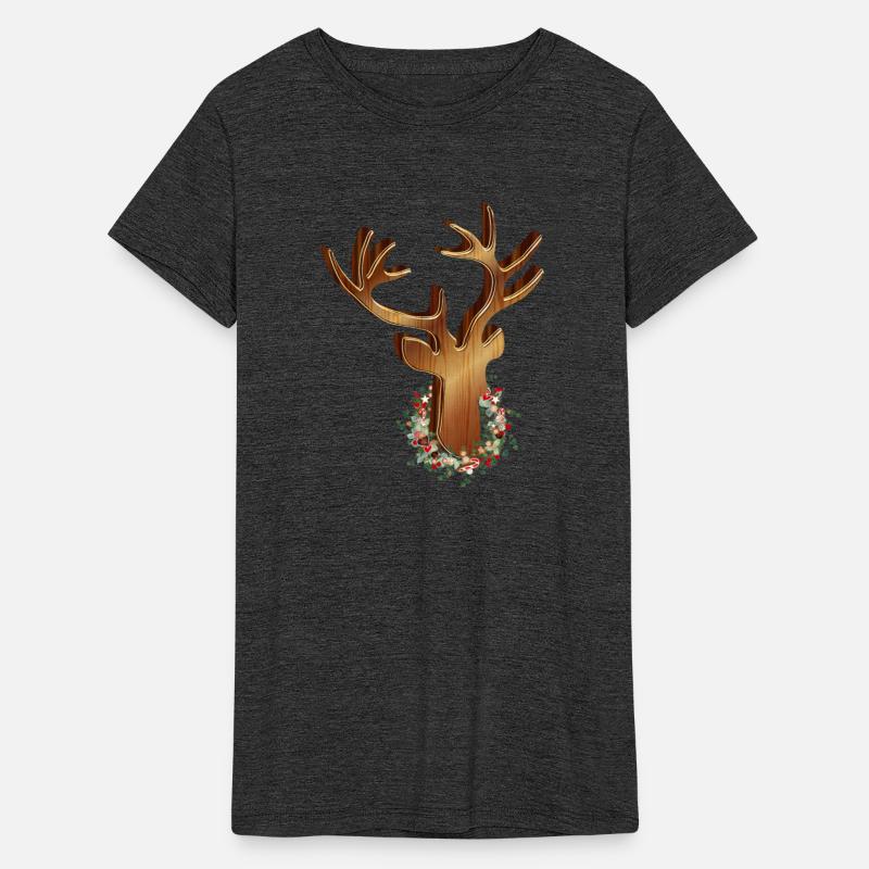 Deer head in wood look with Christmas wreath