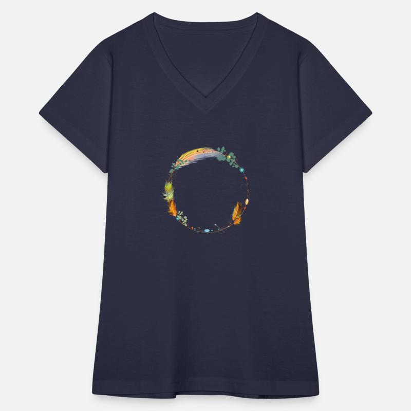 delicate frame of feathers and ethnic symbols