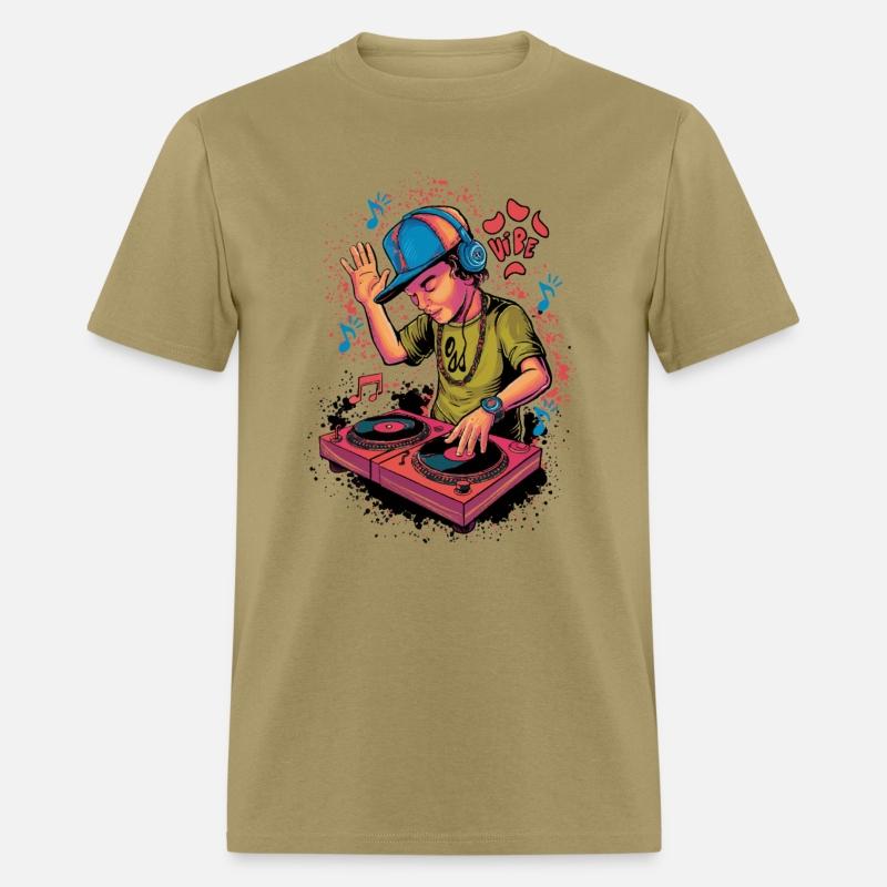 dj turntable boy illustration with vibe