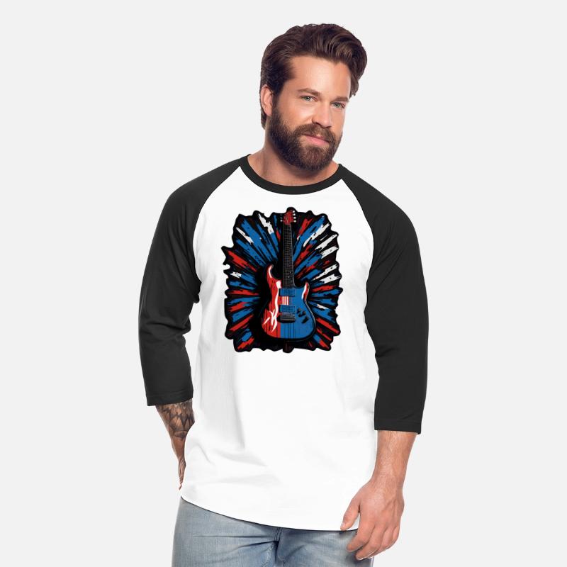 Electric guitar in Union Jack flag colors