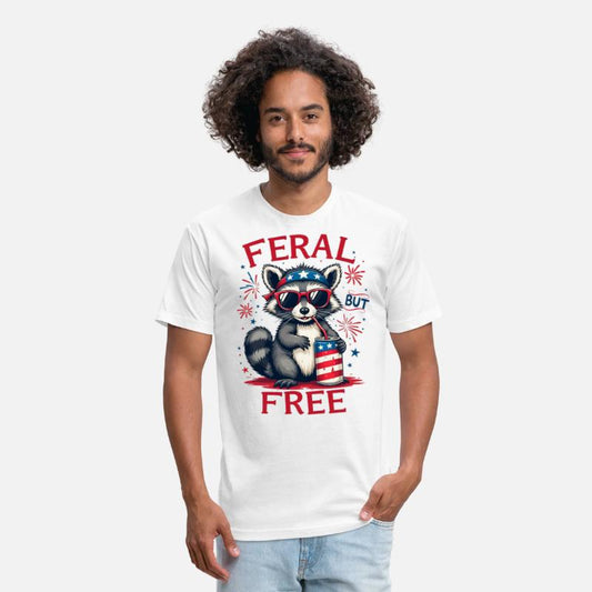 Feral But Free Funny Patriotic Raccoon 4th of july