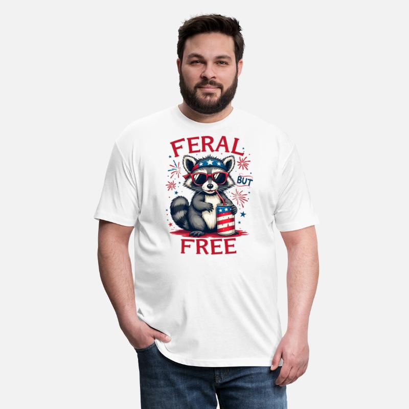 Feral But Free Funny Patriotic Raccoon 4th of july
