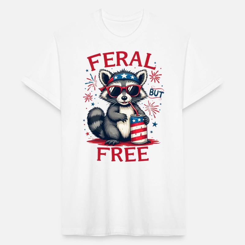 Feral But Free Funny Patriotic Raccoon 4th of july