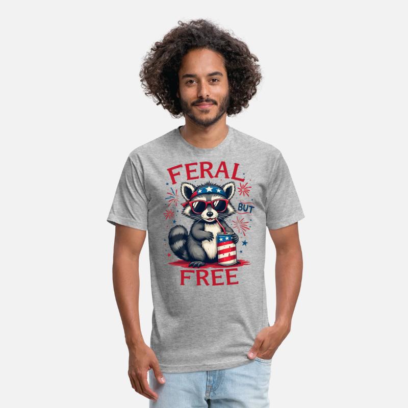 Feral But Free Funny Patriotic Raccoon 4th of july