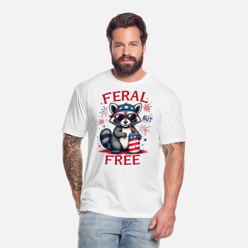 Feral But Free Funny Patriotic Raccoon 4th of july