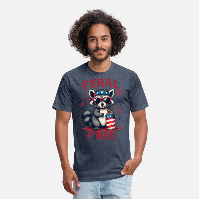 Feral But Free Funny Patriotic Raccoon 4th of july