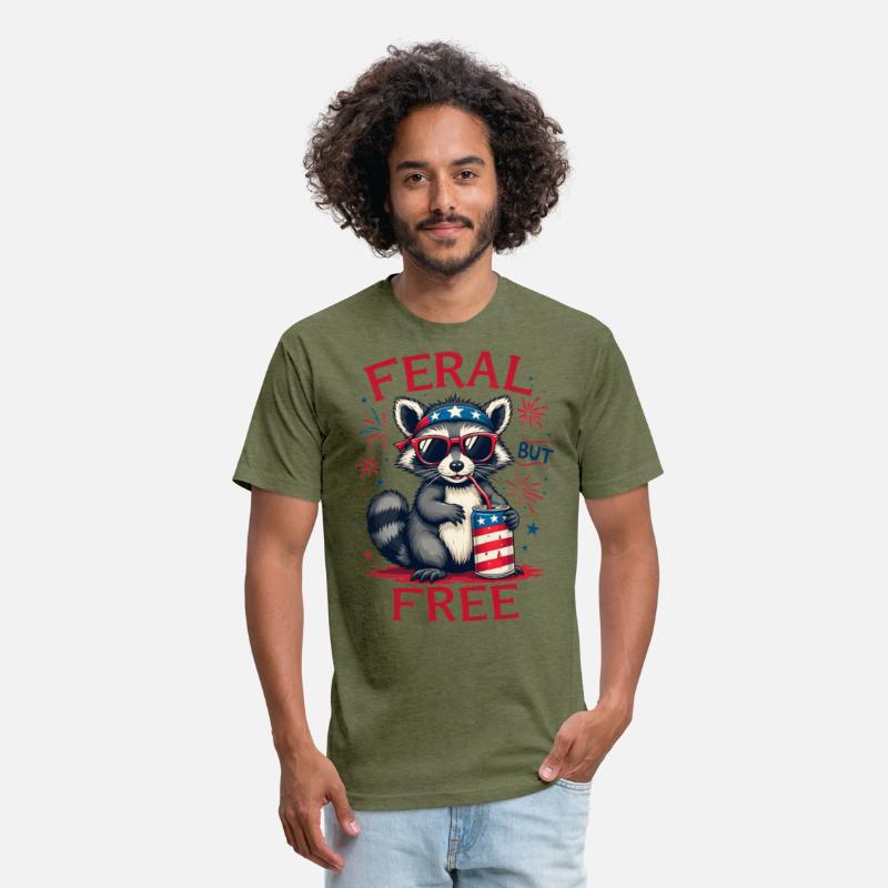 Feral But Free Funny Patriotic Raccoon 4th of july