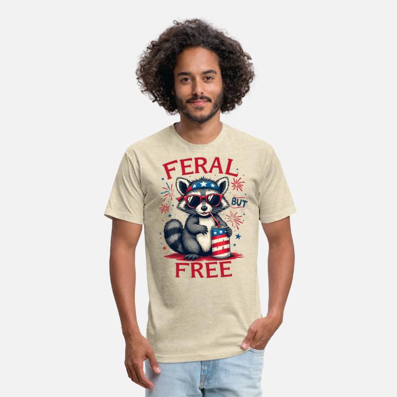 Feral But Free Funny Patriotic Raccoon 4th of july