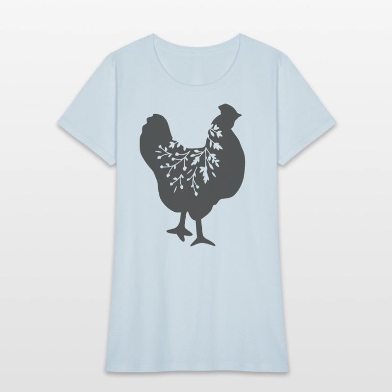 floral chicken silhouette, gift for chicken lovers