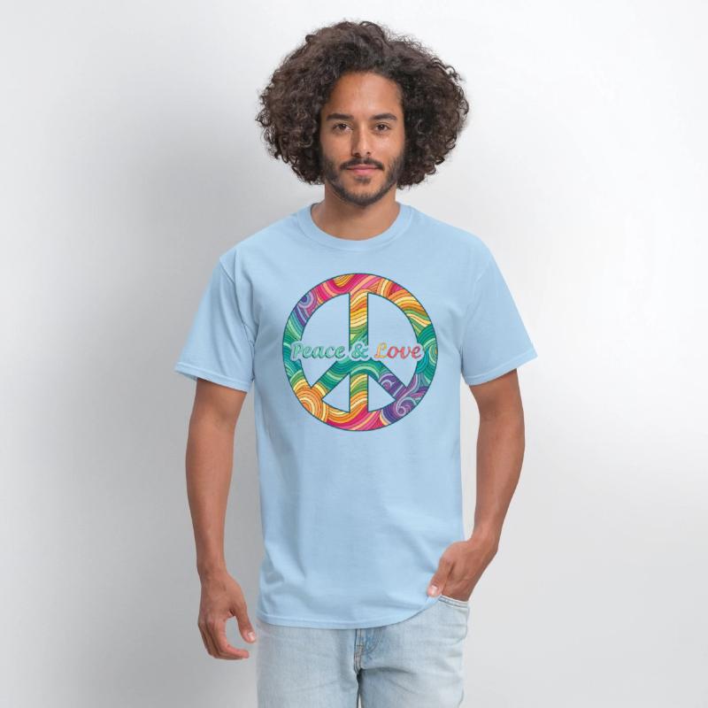 Peace Love Psychedelic Swirl Sign Retro 60s