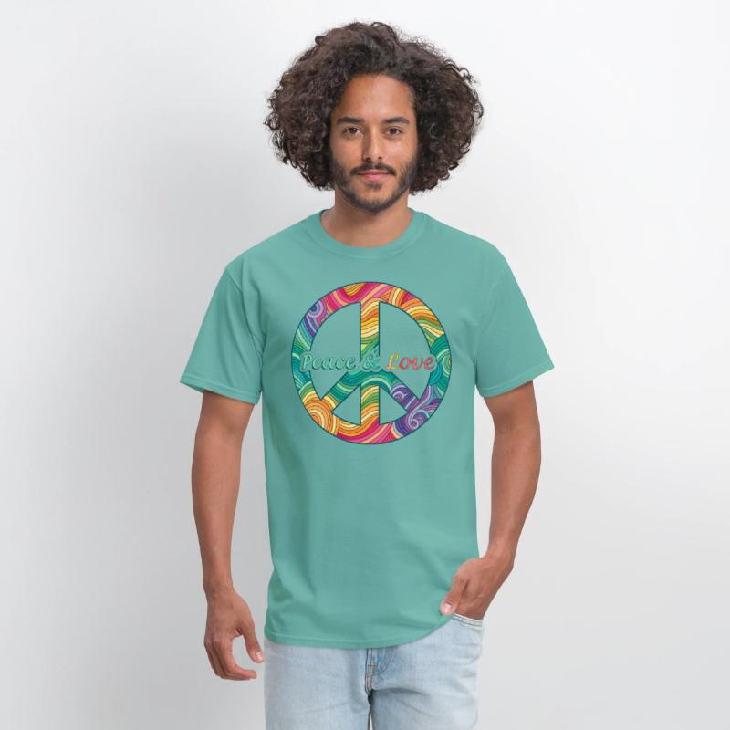 Peace Love Psychedelic Swirl Sign Retro 60s