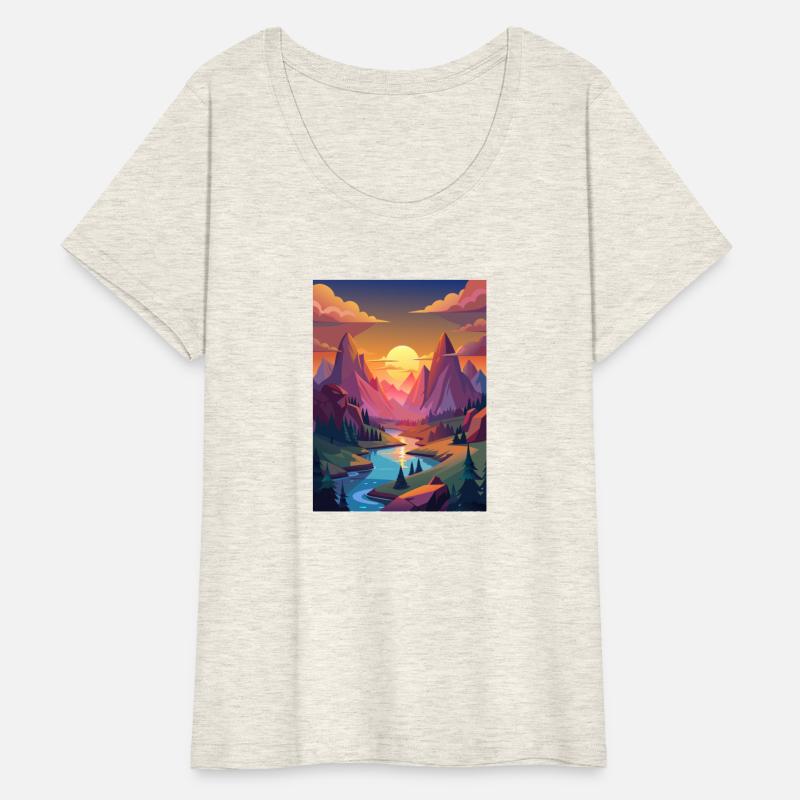 Picturesque Sunset with Mountains and River