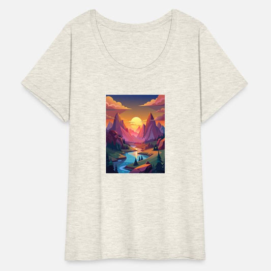 Picturesque Sunset with Mountains and River