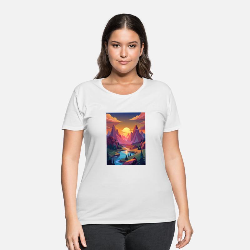 Picturesque Sunset with Mountains and River